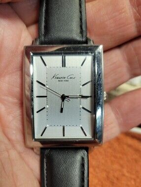Kenneth Cole New York tank Watch w/ Black Leather Strap